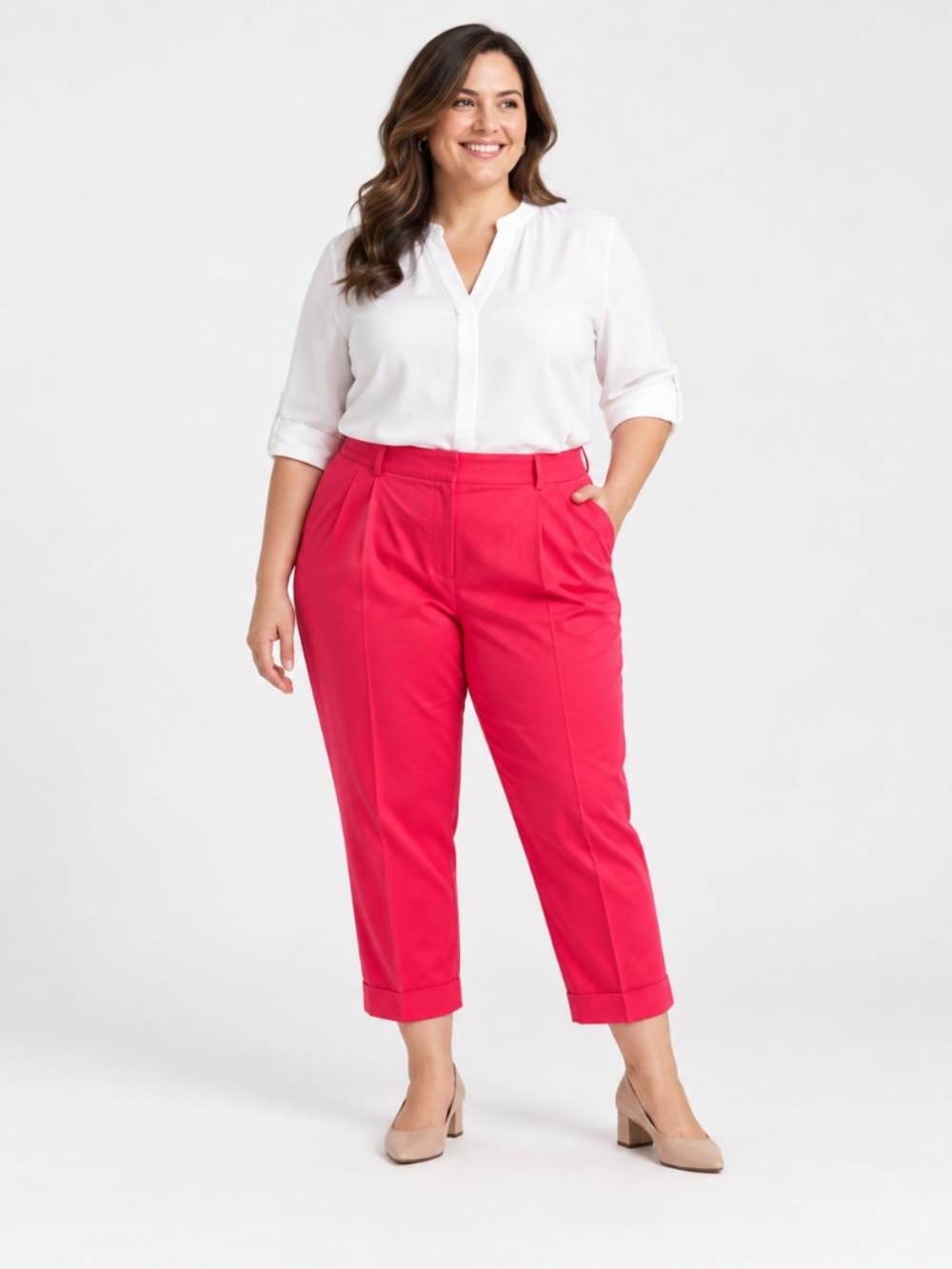 Jones New York 20W Hot Pink Stretch Cuffed Ankle Pants